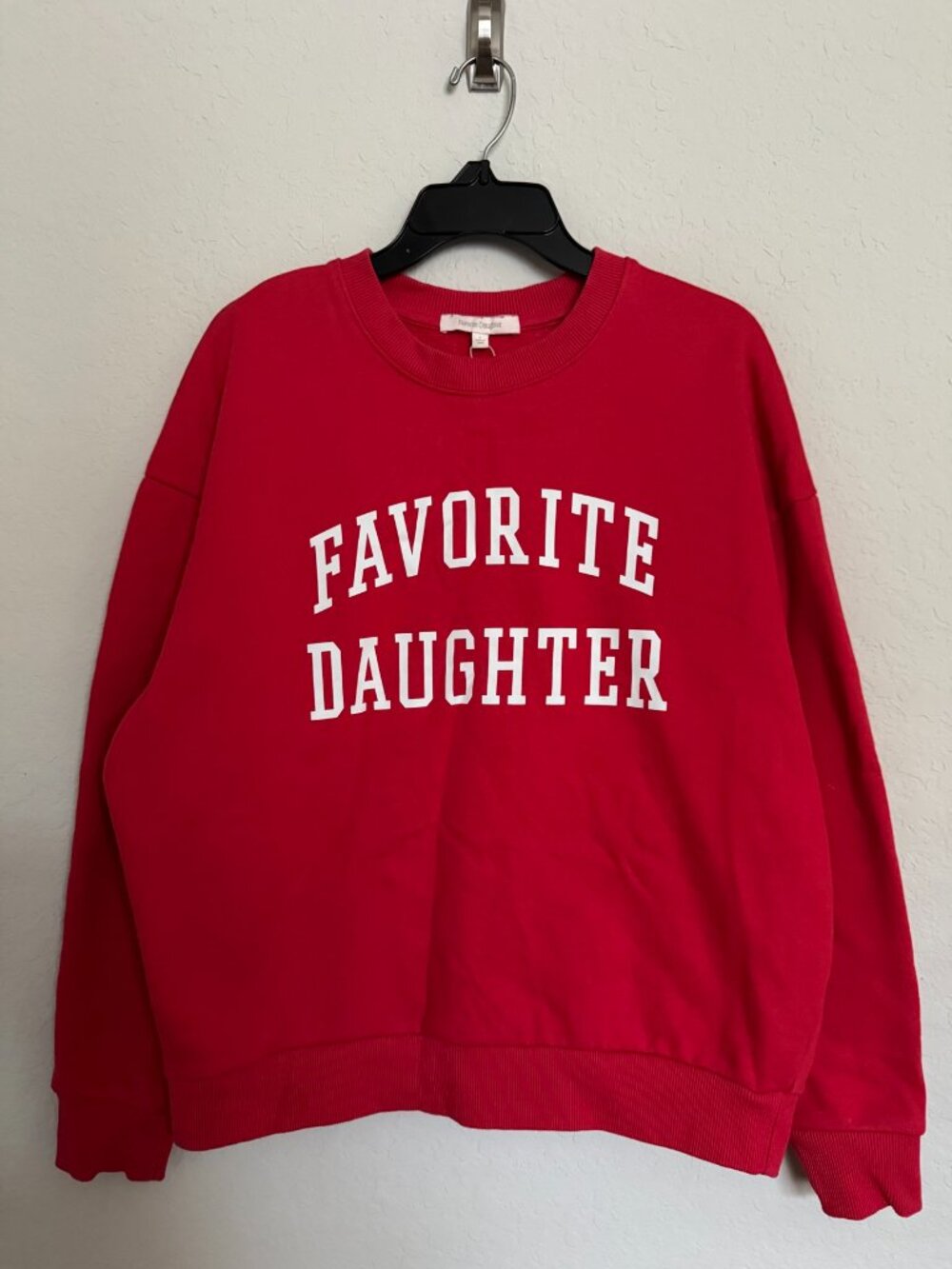 NWOT Favorite Daughter Spellout Red Collegiate Crewneck Sweater Size S Preppy